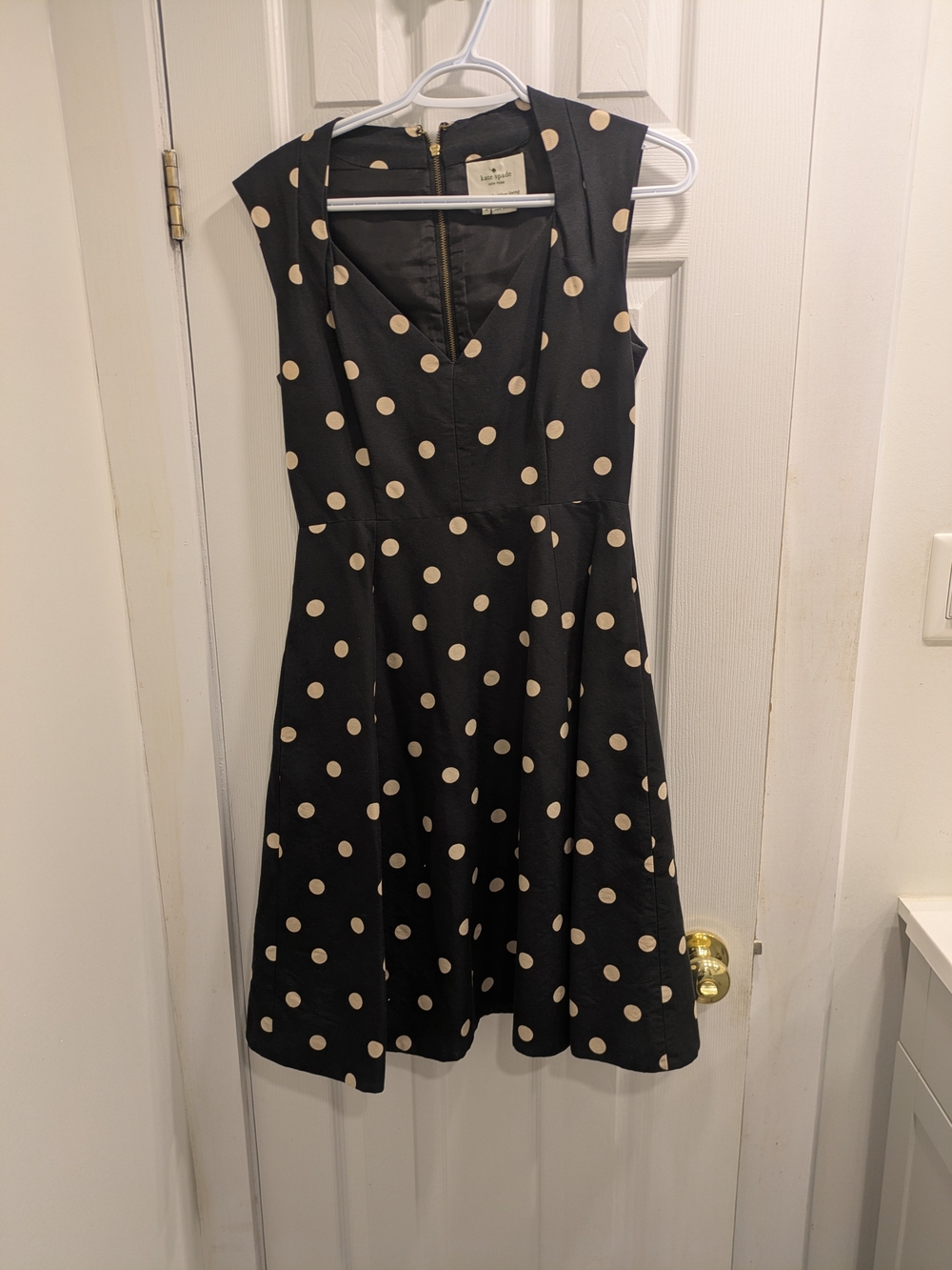 kate spade Black Dress with Cream Polka Dots